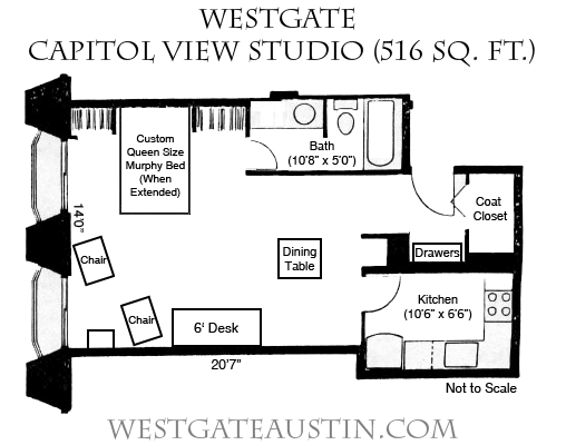 Westgate Legislative Session Housing Studio Floorplan